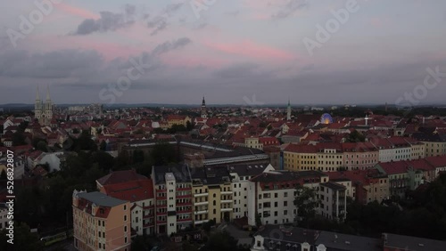 Altstadtfest Görlitz. Evening panorama of Gorlitz from the air. The Ferris wheel and the festival. 28.08.2022 photo