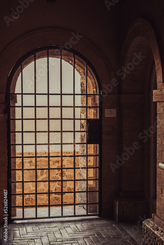 Medieval castle with beautiful sun light in Tuscany  Italy.