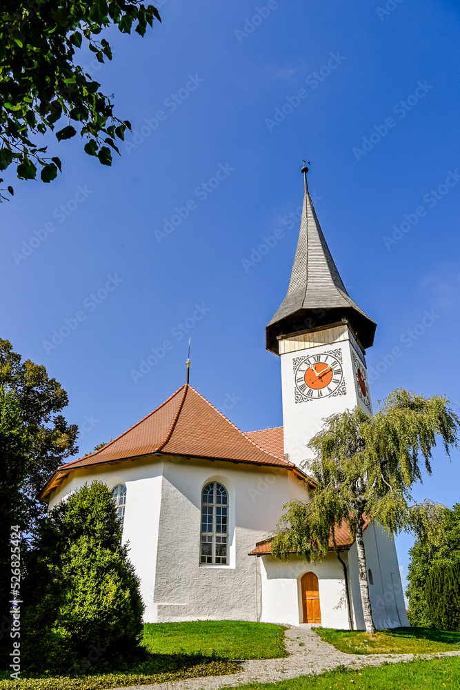 Sigriswil, Kirche, Dorf, Dorfkirche, Kirchturm, Thunersee, Alpen, Wanderweg, Aussichtspunkt, Berner Oberland, Berner Alpen, Sommer, Schweiz Sigriswil, Kirche, Dorf, Dorfkirche, Kirchturm, Thunersee, Alpen, Wanderweg, Aussichtspunkt, Berner Oberland, Berner Alpen, Sommer, Schweiz