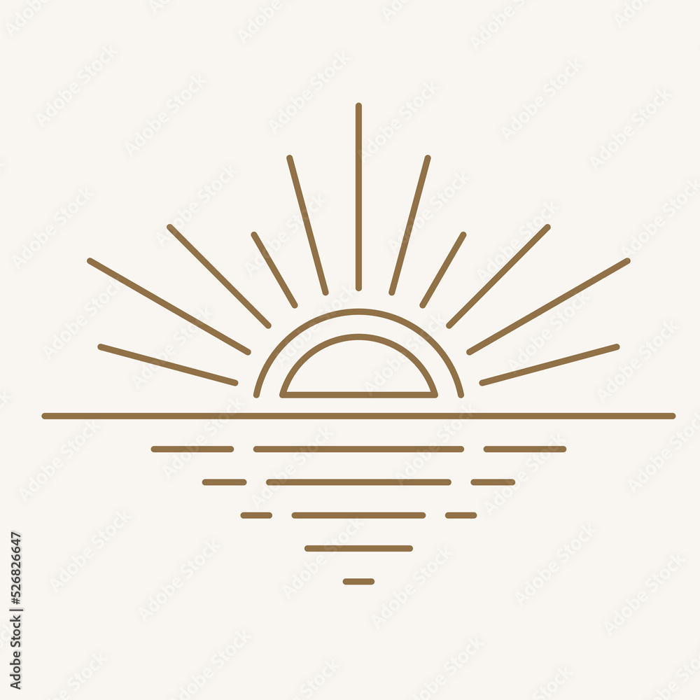 Sun logo design in simple modern line style. Boho element vector Sun logo design in simple modern line style. Boho element vector