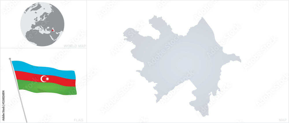 Obraz premium Azerbaijan map and flag. vector