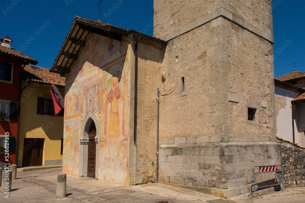 The historic 15th century Church of San Pietro and San Biagio in the Brossana Borgo area of Cividale del Friuli, Udine Province, north east Italy
