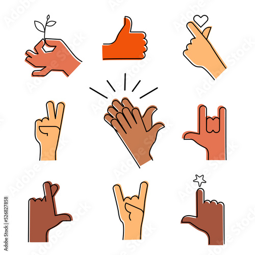 A set of hand gestures.