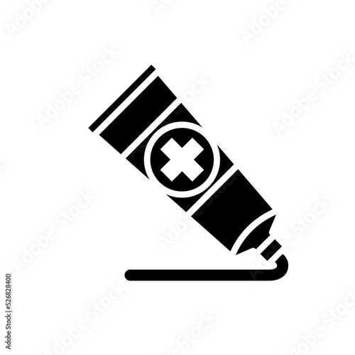 Tubka maści medycznej  z wyciśniętym kremem - ikona wektorowa