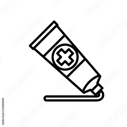 Tubka maści medycznej z wyciśniętym kremem - ikona wektorowa	