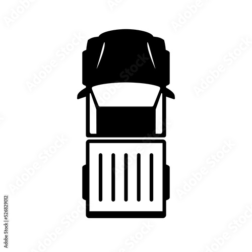 Top view of pickup car glyph icon isolated on white