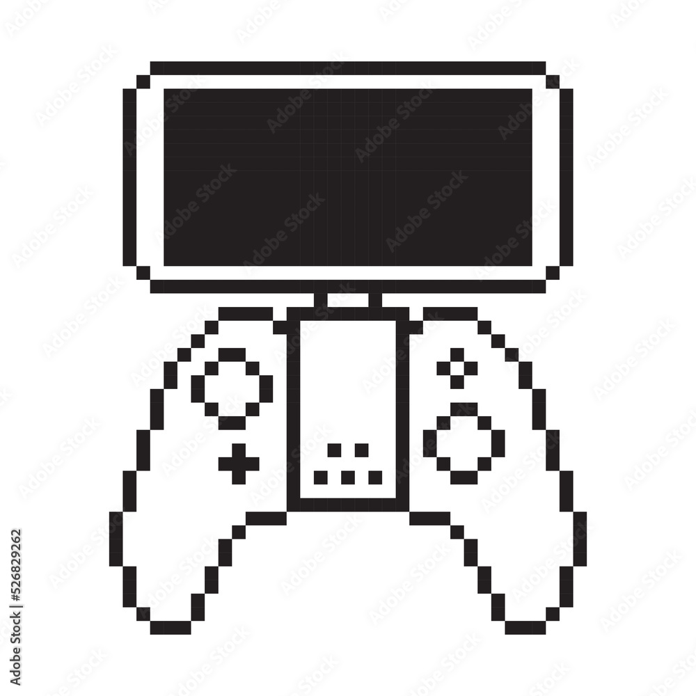 Video game controller vector illustration Gamepad sign Pixel art style Video game controller vector illustration Gamepad sign Pixel art style