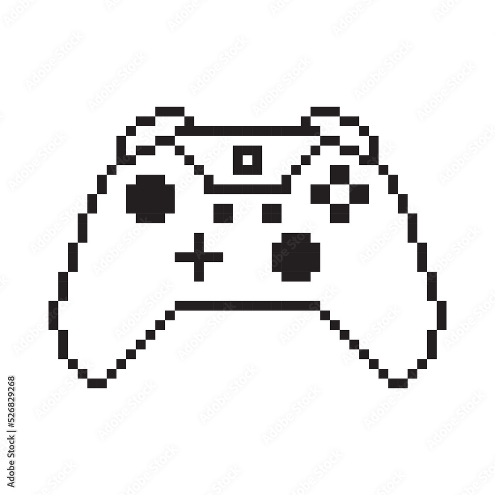 Video game controller vector illustration Gamepad sign Pixel art style Video game controller vector illustration Gamepad sign Pixel art style