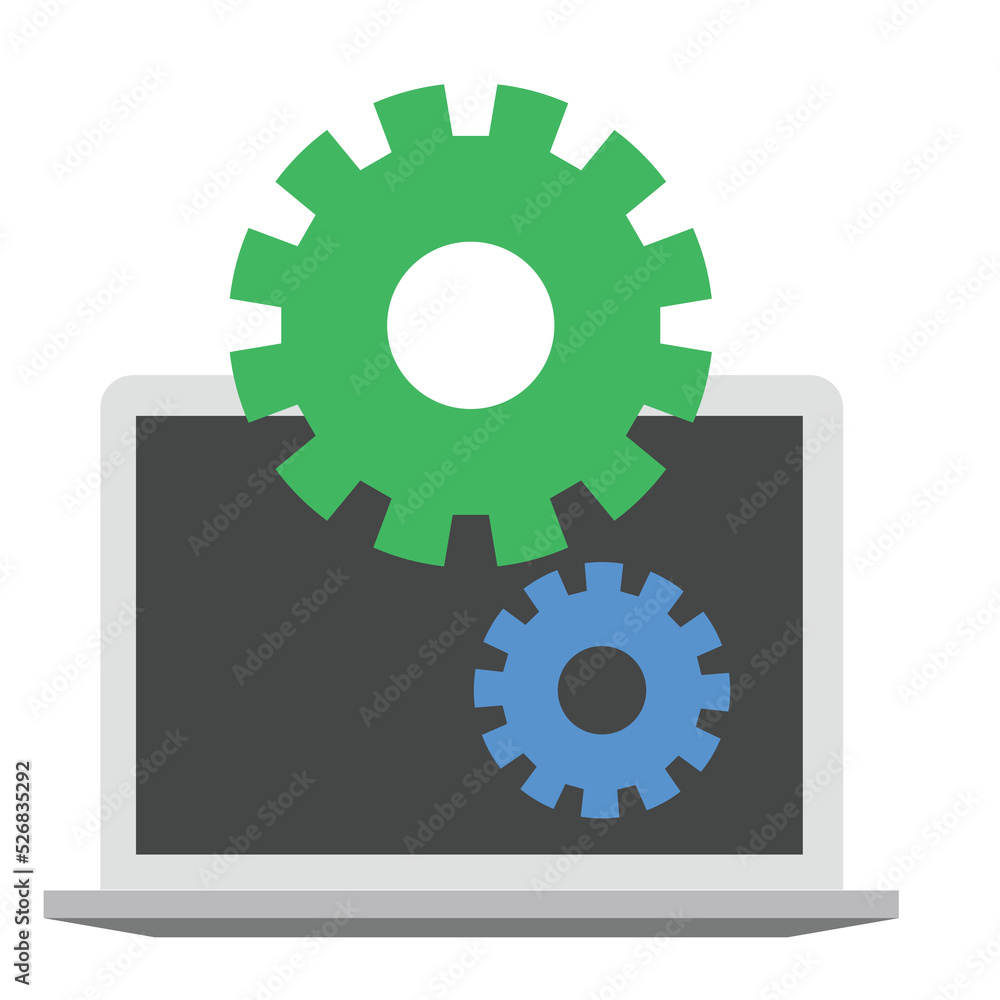 Laptop setting logo vector icon Laptop setting logo vector icon
