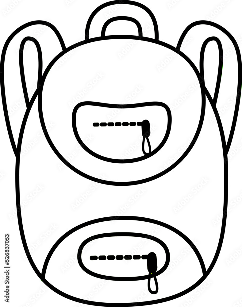 A school or travel backpack, hand-drawn.A sketch. Illustration of school supplies. Vector black and white illustration. Postcards, posters, notebook covers, children coloring books. A school or travel backpack, hand-drawn.A sketch. Illustration of school supplies. Vector black and white illustration. Postcards, posters, notebook covers, children coloring books.