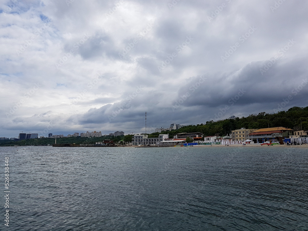 Seascape Sea with calm water and white clouds Seascape Sea with calm water and white clouds