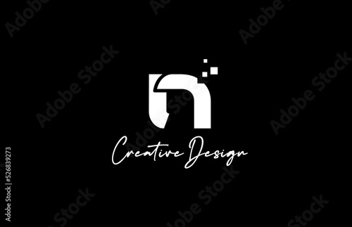 N alphabet letter logo icon design with dots and black and white color. Creative template for business and company