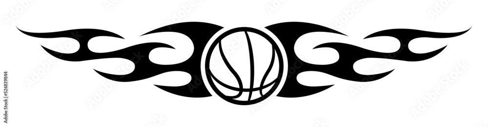 Vecteur Stock Basketball tattoo vector graphic car decal basket ball and  tribal fire flame tattoo vehicle sticker | Adobe Stock