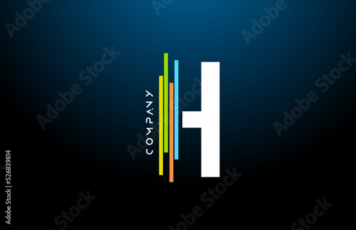 colored H alphabet letter logo icon design with line. Creative template for business and company