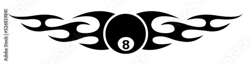 8 ball tattoo vector graphic car decal billiard ball and tribal fire flame tattoo vehicle sticker