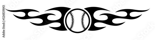 Baseball tattoo vector graphic car decal base ball and tribal fire flame tattoo vehicle sticker