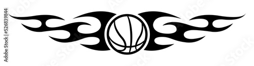 Basketball tattoo vector graphic car decal basket ball and tribal fire flame tattoo vehicle sticker