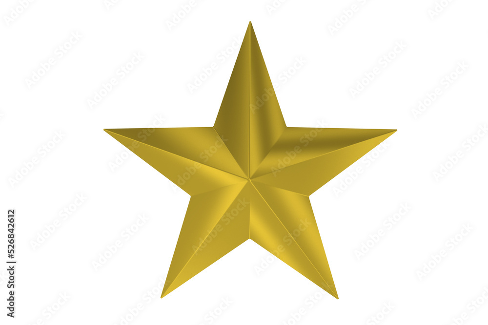 Golden Matt Star Isolated 3D Golden Matt Star Isolated 3D