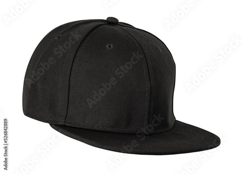 Closeup of the fashion black cap isolated on white background.