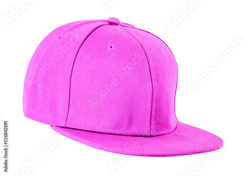 Closeup of the fashion pink color cap isolated on white background.