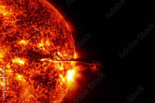 Flashes, storms on the Sun. Elements of this image furnished by NASA photo