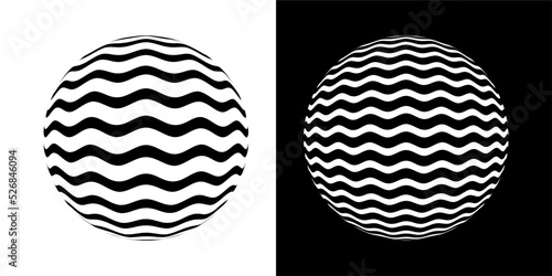 Circle Shape With Wavy Lines Pattern Vector Illustration