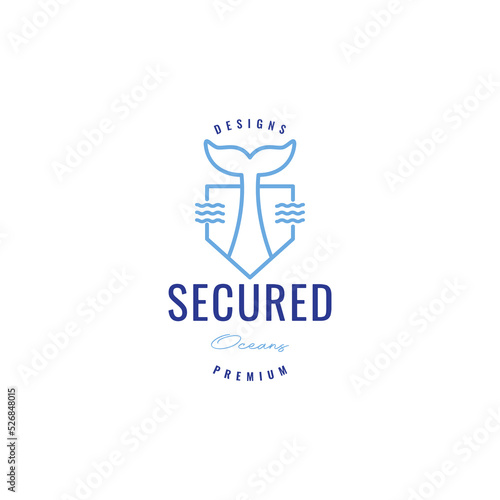 shield with whale tail logo design