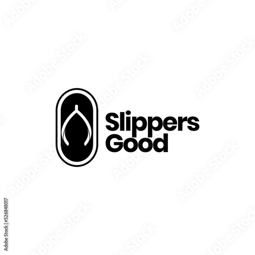 minimal slippers logo design vector