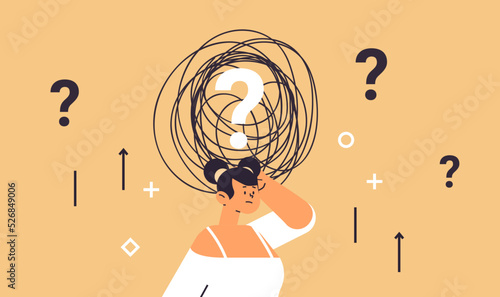 woman solving psychological problem in tangled brain psychotherapy session treatment of stress addictions concept