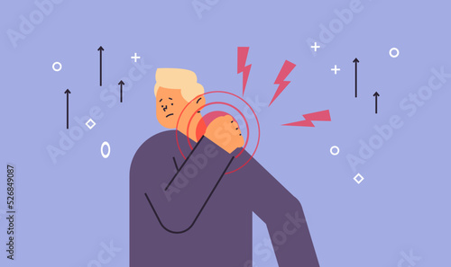 businessman suffering from shoulder pain inflammation of muscles ache in body disease symptoms unhealthy body sickness