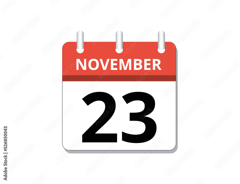 November, 23rd calendar icon vector
November, 23rd calendar icon vector