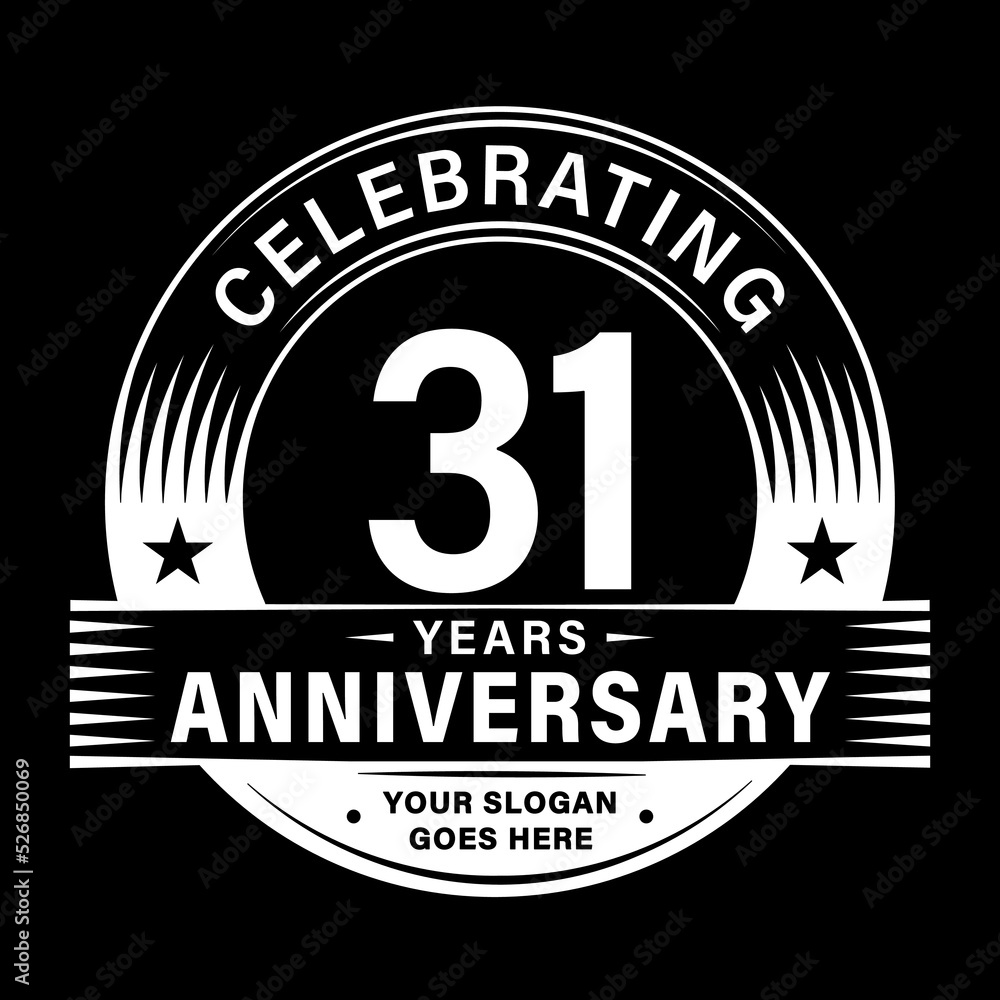 31 years anniversary celebration design template. 31st logo vector illustrations. 