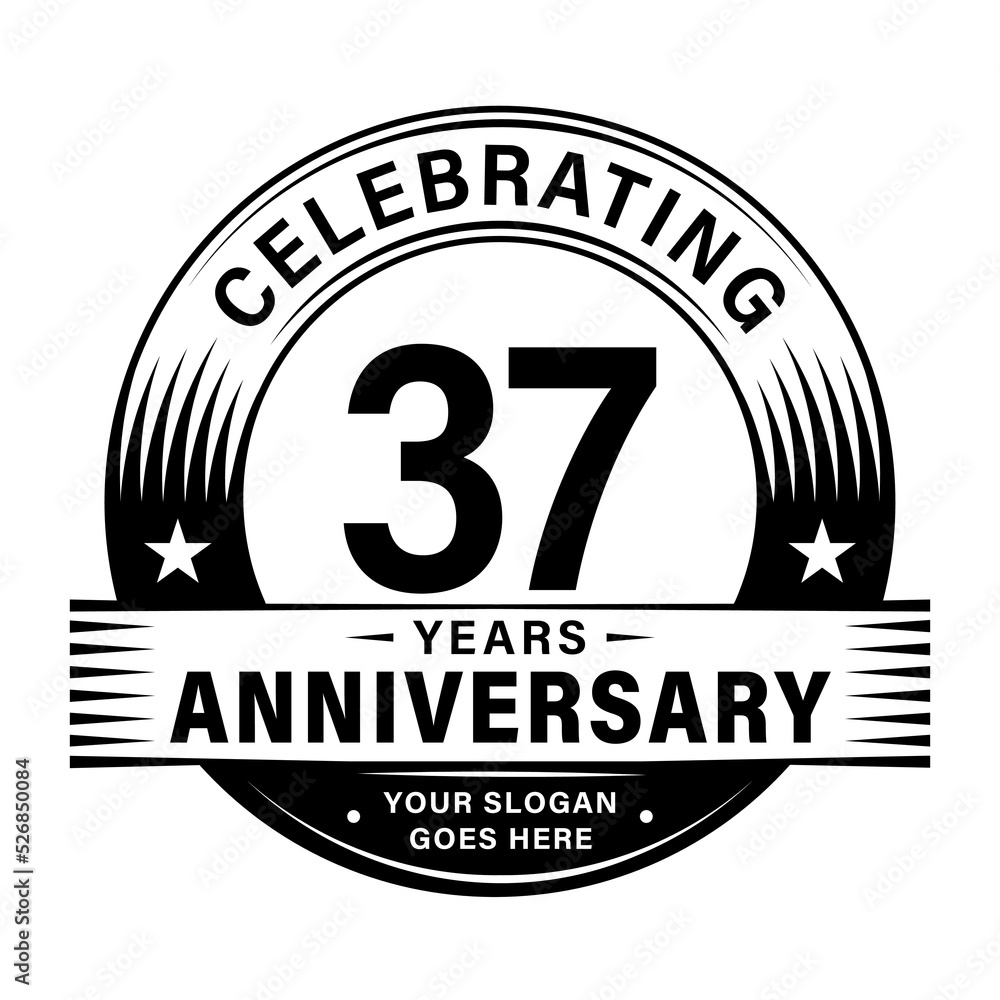 Fototapeta premium 37 years anniversary celebration design template. 37th logo vector illustrations. 