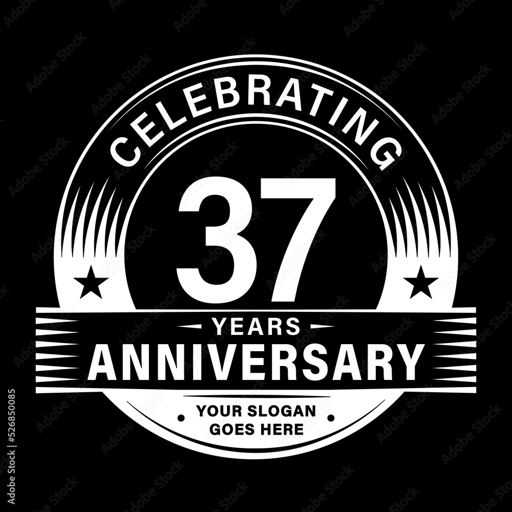 37 years anniversary celebration design template. 37th logo vector illustrations. 