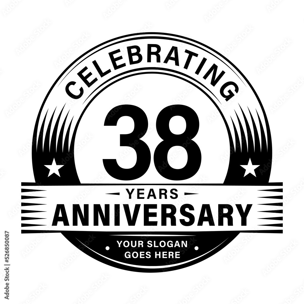 38 years anniversary celebration design template. 38th logo vector illustrations. 38 years anniversary celebration design template. 38th logo vector illustrations.