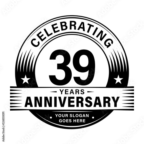 39 years anniversary celebration design template. 39th logo vector illustrations. 