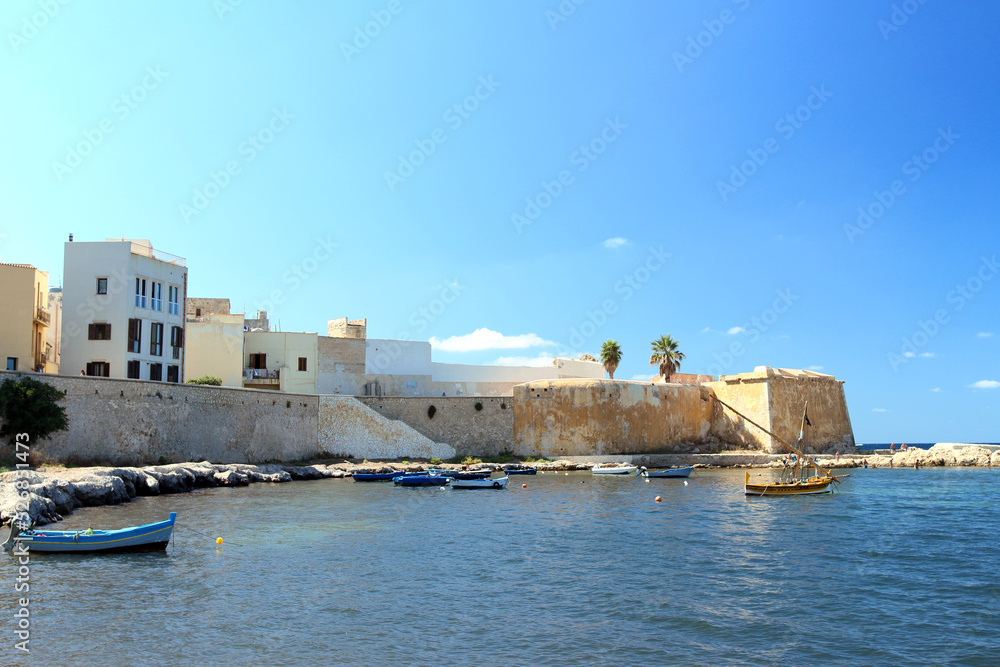 View of Trapani, city in Sicily, Italy