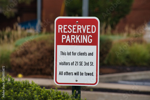 Reserved Parking sign