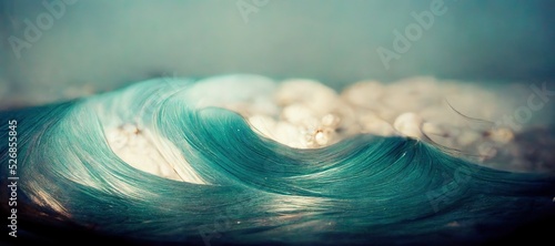 Abstract seafoam green ocean with pearl white waves and lines, grainy fiber glass strand texture with camera styled bokeh blur and vintage filtering - seascape for relaxing, calming nautical vibes.