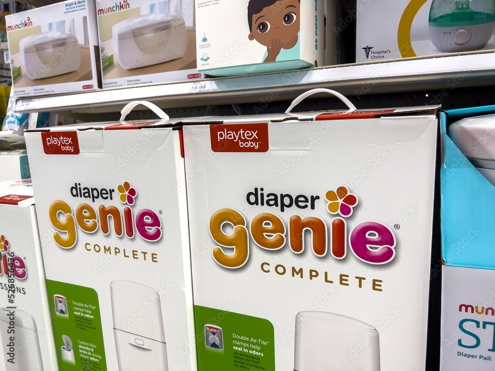 Seattle, WA USA circa August 2022 Close up focus on Diaper Genies