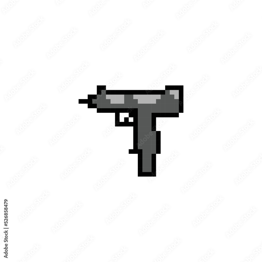Pixel art pistol gun icon design vector Pixel art pistol gun icon design vector