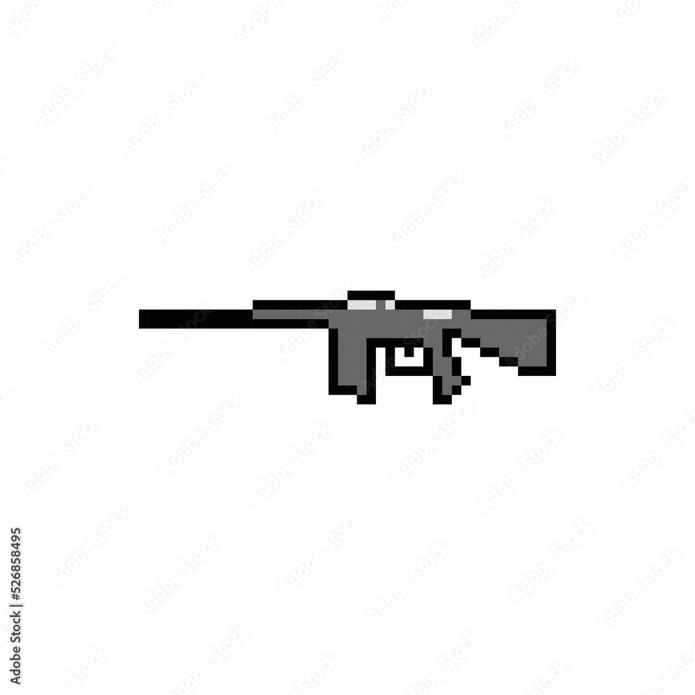 Pixel art rifle gun icon design vector