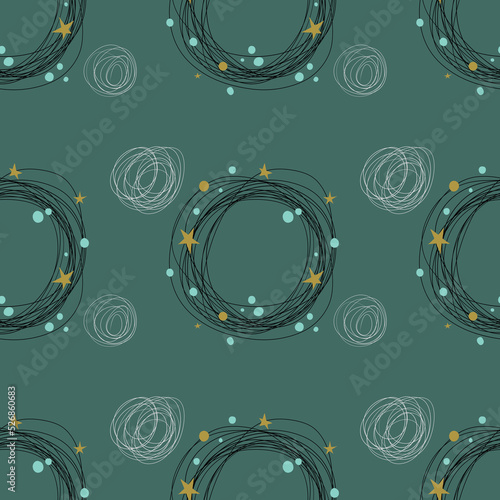 pattern with  circles stars and drops