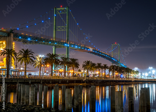 Long Beach harbor bridge at night photo