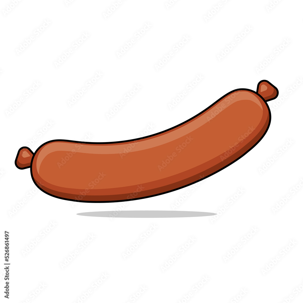 Vector illustration of a sausage. Isolated image of a sausage on a white background Vector illustration of a sausage. Isolated image of a sausage on a white background