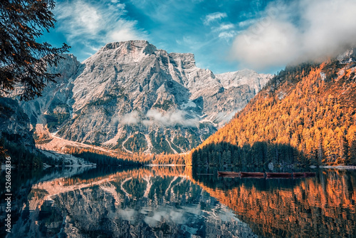 Lago di Braies - Pragser Wildsee, South Tyrol, Italy photo