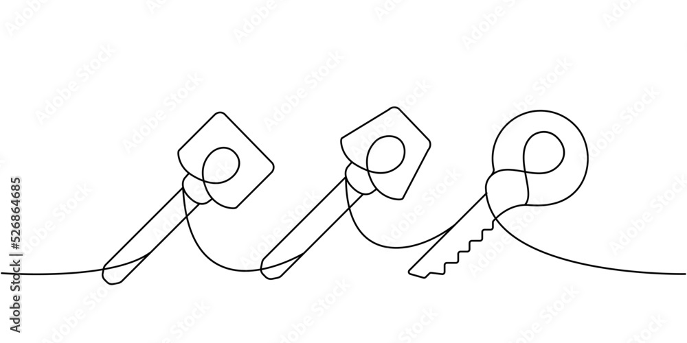 Set of Key one line continuous drawing. Home key continuous one line set illustration. Vector minimalist linear illustration Set of Key one line continuous drawing. Home key continuous one line set illustration. Vector minimalist linear illustration