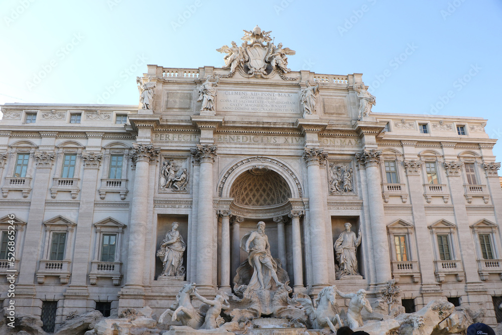 The Trevi Fountain, the largest of the famous fountains in Rome, Italy 