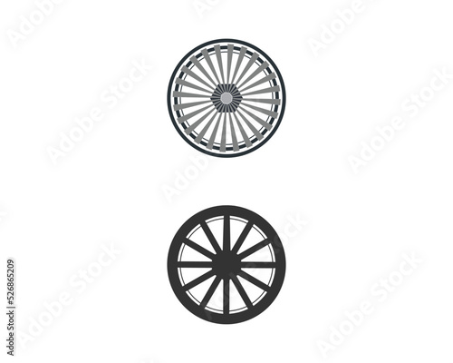 Silhouette traditional wooden cart wheel