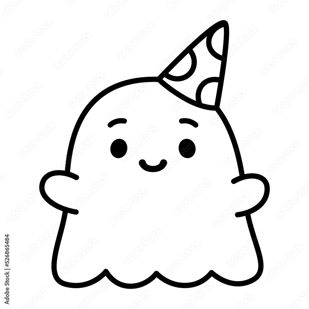 Happy ghost with a bithday hat Vector Happy ghost with a bithday hat Vector